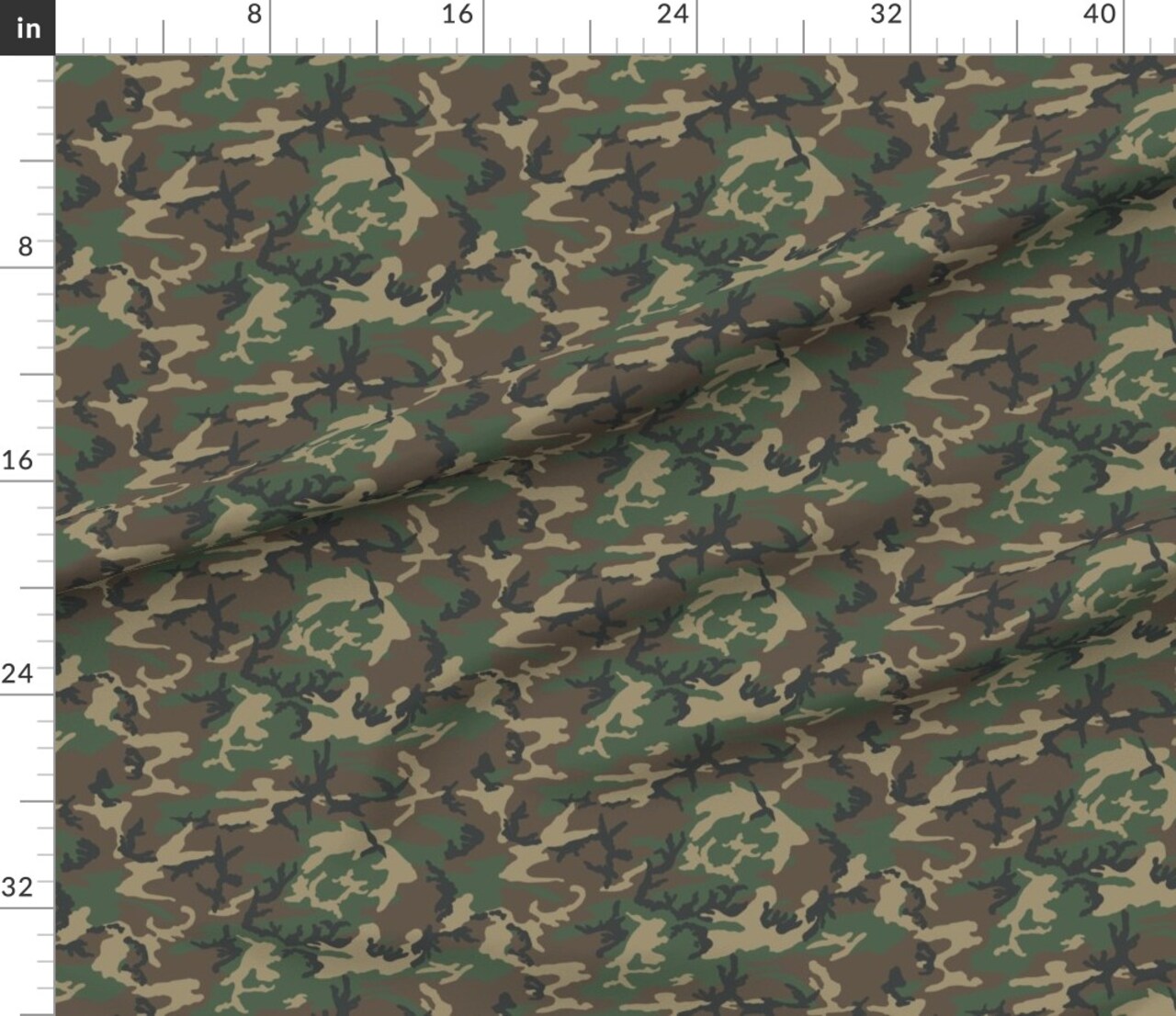 Various Fabrics by the Yard or Fat Quarter Woodland Camo Scale Camouflage Green Brown Beige Army Outdoors Custom Printed Fabric by Spoonflower